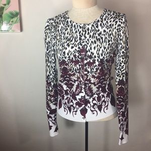 White House Black Market Animal Print Cardigan S